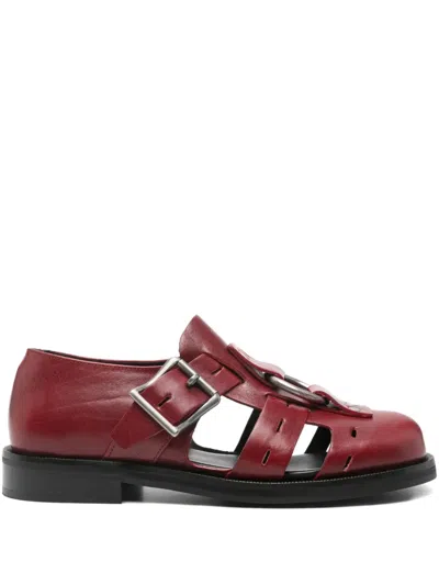 Martine Rose Buckle-fastening Leather Sandals In Red