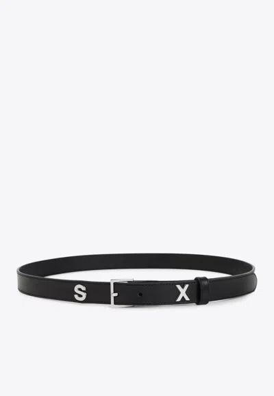 Martine Rose Buckled Logo Leather Belt In Black
