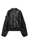 Martine Rose Bumbag Leather Jacket In Black