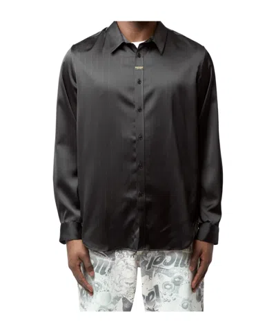 Martine Rose Button-up Pinstriped Shirt In Black