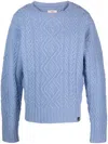 Martine Rose Mens Cornflower Blue Cable-knit Crew-neck Wool Jumper In Blue