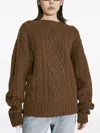 Martine Rose Women Wool Cable Knit Sweater In Brown