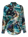 Martine Rose Green Turquoise Space Classic Graphic-print Regular-fit Woven Shirt