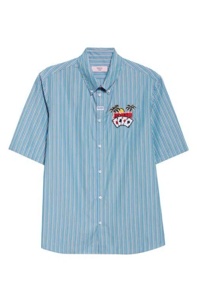 Martine Rose Casual Stripe Button-down Shirt In Blue