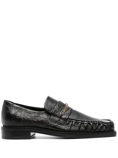 Martine Rose Chain-detail Leather Loafers In Schwarz