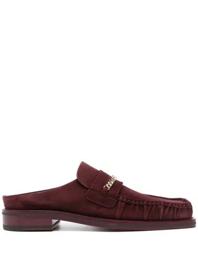 Martine Rose Chain-detail Suede Slippers In Red