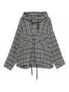 Martine Rose Check-pattern Hoodie In Gray