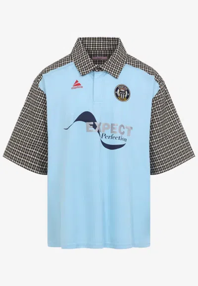 Martine Rose Checked Polo T-shirt In Blue