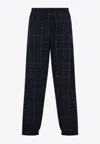Martine Rose Track Pants With Check Pattern And Cuffed Hem In Black