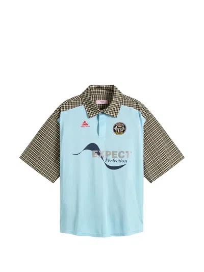 Martine Rose Check-patterned Panelled Polo Shirt In Multi