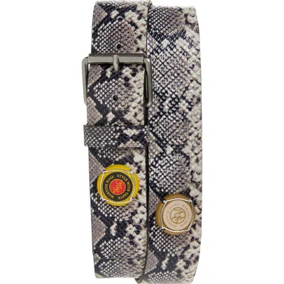 Martine Rose Classic Champagne Cap Snakeskin Embossed Leather Belt In Gray