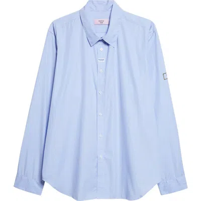 Martine Rose Classic Logo Stripe Button-up Shirt In Blue