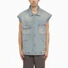 Martine Rose Men's Multi-pocket Denim Waistcoat In Blue