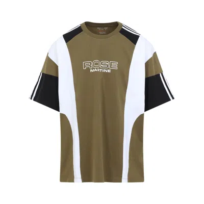 Martine Rose Color-block Cotton T-shirt With Bold Logo In Green