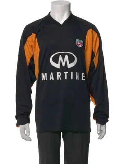 Pre-owned Martine Rose Colorblock Pattern V-neck Sweatshirt In Black