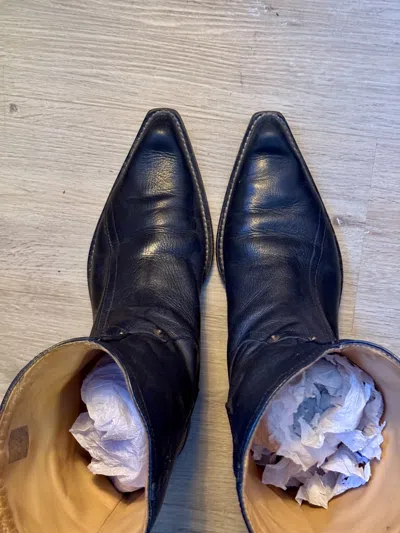 Pre-owned Martine Rose Cowboy Boots In Black