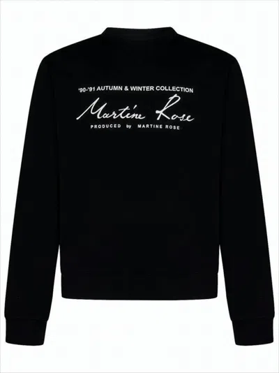 Martine Rose Cropped Black Long-sleeve Tee With Vintage Text Design