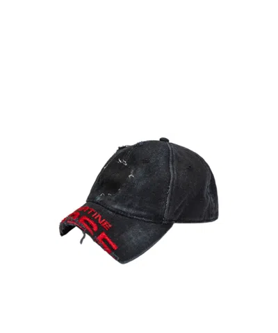 Martine Rose Cut Peak Cap In Washed Black In Neutral