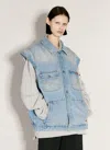 Martine Rose Blue Faded Denim Vest In Blue