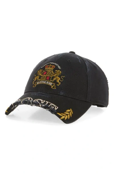 Martine Rose Black Washed Cropped-peak Embroidered Cotton Baseball Cap