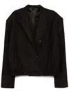 Martine Rose Stripe Double Breasted Elastic Hem Tailored Jacket In Black