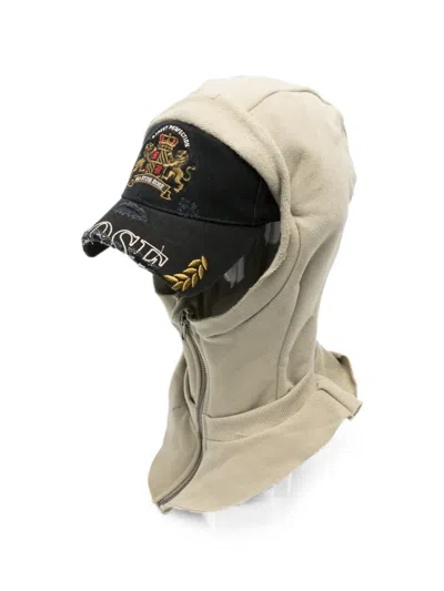 Martine Rose Embroidered Layered-hood Cap In Brown