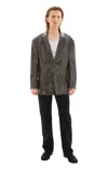 Martine Rose Khaki Single-breasted Blazer In Wet Look Khaki