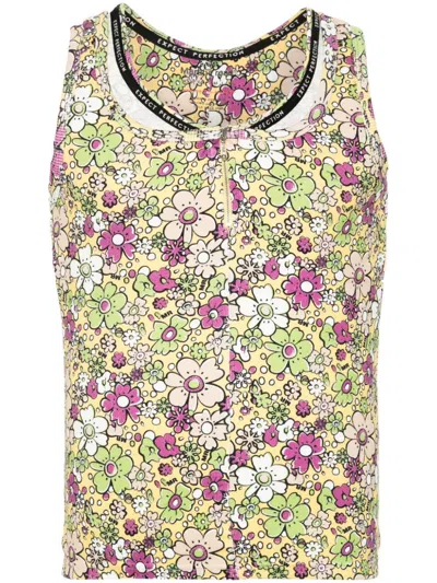 Martine Rose Layered Floral-print Tank Top In Yellow