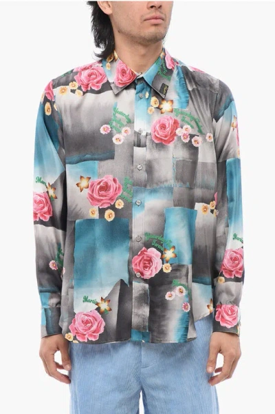 Martine Rose Floral-motif Silk Today Shirt In Grey