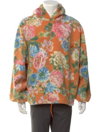 Pre-owned Martine Rose Floral Print Crew Neck Hoodie In Orange