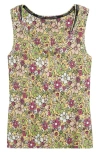 MARTINE ROSE FLORAL PRINT QUARTER ZIP TANK