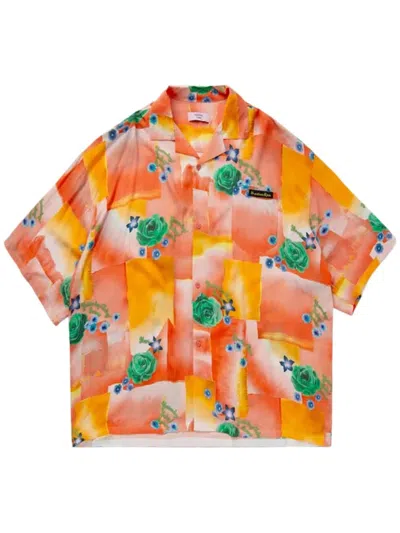 MARTINE ROSE FLORAL-PRINT SPREAD-COLLAR SHIRT