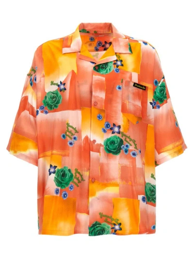 Martine Rose Floral Printed Short Sleeved Shirt In Orange