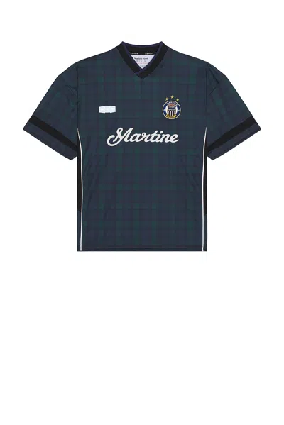 Martine Rose Crew Neck Plaid Pattern Embroidered T-shirt In Blue