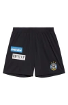 Martine Rose Tech Jersey Football Shorts Patches In Black