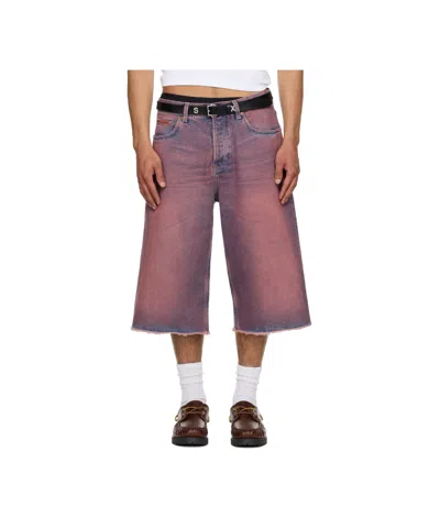 MARTINE ROSE FRAYED DENIM SHORTS