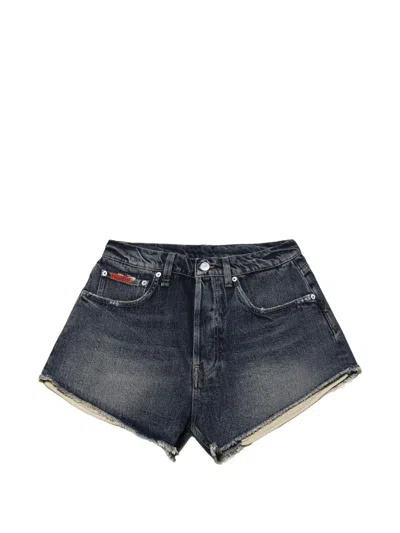Martine Rose Frayed Denim Shorts In Black