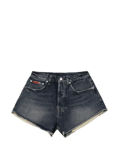 Martine Rose Frayed Denim Shorts In Blue