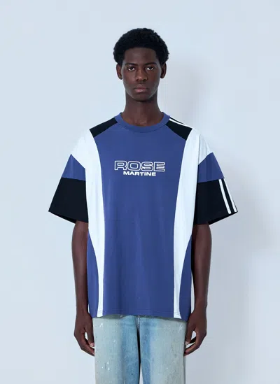 Martine Rose Logo-motif Panelled T-shirt In Blue