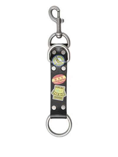 Martine Rose Graphic-patches Leather Keyring In Black