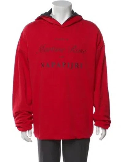 Pre-owned Martine Rose Graphic Print Crew Neck Hoodie In Red