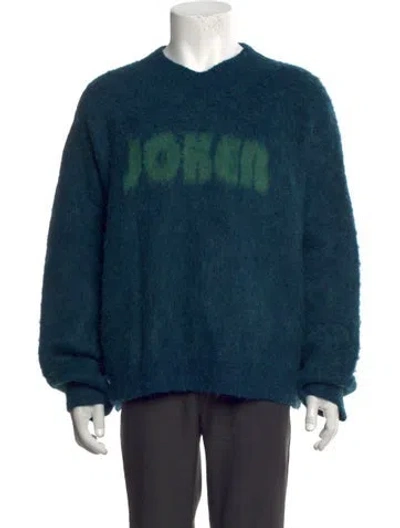 Pre-owned Martine Rose Graphic Print Crew Neck Pullover In Blue