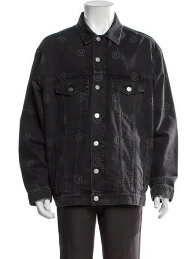 Pre-owned Martine Rose Graphic Print Denim Jacket In Blue