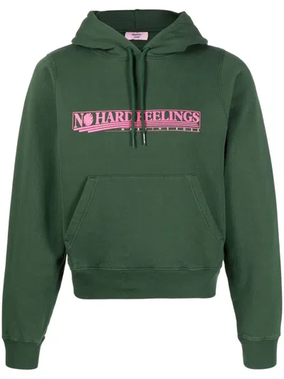 Martine Rose Graphic-print Drawstring Hoodie In Forest Green Hard Fe