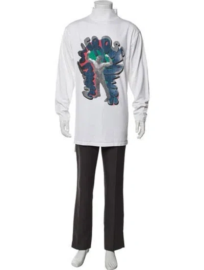 Pre-owned Martine Rose Graphic Print Mock Neck T-shirt In White