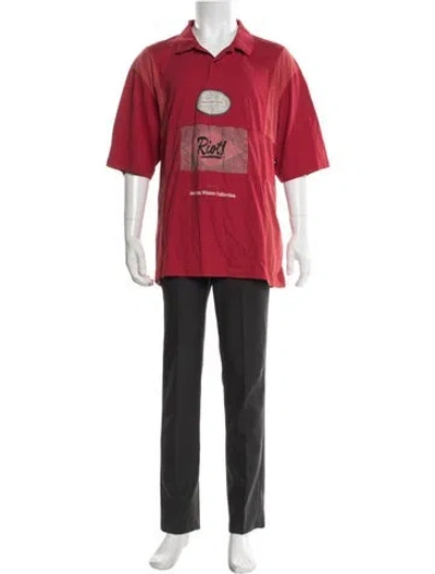 Pre-owned Martine Rose Graphic Print Short Sleeve Shirt In Red