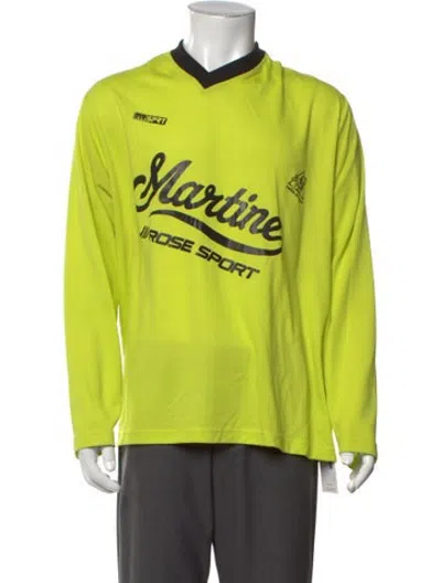 Pre-owned Martine Rose Graphic Print V-neck T-shirt In Yellow