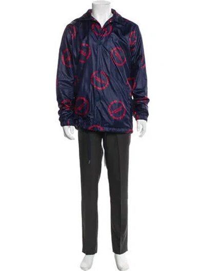 Pre-owned Martine Rose Graphic Print Windbreaker In Blue