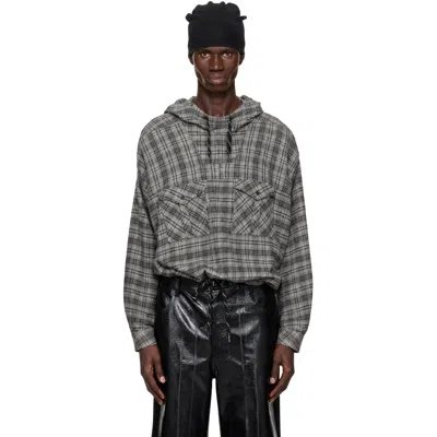Martine Rose グレー チェック シャツ フーディ In Gray