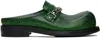 Martine Rose Green Chain Mules In Green Faux Snake